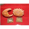 Image 1 : CLAY POTTERY  - SUN &  MOON ON STANDS = 2PC TOTAL