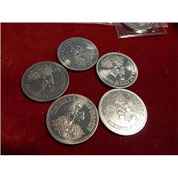 COINS - VICTORIA CITY OF GARDENING AND VICTORIA BC CANADA $1.00 EXP SEPT 30, = 7 TOTAL