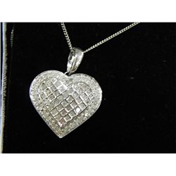 DIAMOND STUDDED .925 HEART ON .925 SILVER CHAIN