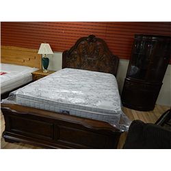 QUEEN BED FRAME - DARK WALNUT - NEW