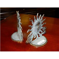 SUN BRASS BOOK ENDS - 2 PC SET