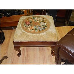 FOOT STOOL - QUEEN ANN LEGS & NEEDLE POINT TOP