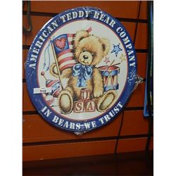 METAL SIGN - ROUND - AMERICA TEDDY BEAR CO.