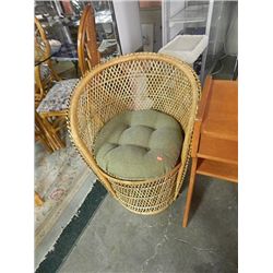 WICKER BUCKET CHAIR WITH CUSHION