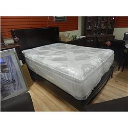 QUEEN BED FRAME - DARK CHERRY WOOD SLEIGH BED