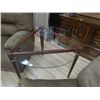 Image 2 : SIDE TABLE  - HAND CRAFTED - GLASS TOP - CHERRY STAINED WOOD