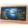 Image 1 : LARGE WOOD  FRAMED BLACK VELVET - LAKE SIDE EDGE