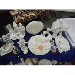 LOT OF ASSORTED FINISHED/UNFINISHED BAKED CERAMICS - (ON DESK)