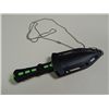 KNIFE - BLACK STAR - NEON GREEN HIGHLIGHTS - WITH SHEATH & CHAIN - 211124