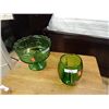 Image 2 : GREEN ART DECO GLASWARE - 2 PC