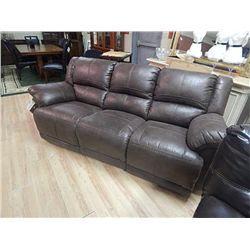 SOFA - DARK BROWN FABRIC - RECLINING - NEW