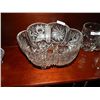 Image 1 : LARGE PINWHEEL CRYSTAL BOWL WITH 3 FEET - 10" DIAMETER