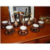 Image 1 : COPPER ENGRAVED TEA SET - 16 PC