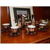 Image 2 : COPPER ENGRAVED TEA SET - 16 PC