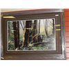 Image 2 : FRAMED PRINT "WALKING IN THE FOREST - BEAR - TERRY ISAAC - APPROX. GALLERY VALUE $500