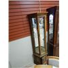 Image 2 : BURNT OAK TALL SLIM LINE CURIO CABINET - STORAGE IN BASE