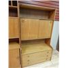 Image 1 : TEAK WALL CABINET WITH 3 DRAWERS AND SLIDING DOOR ENTRY IN CENTER