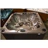 Image 2 : CAL SPAS 8' HOT TUB WITH CINNABAR  INTERIOR AND SMOKE  EXTERIOR. COMES WITH: 61 JETS,