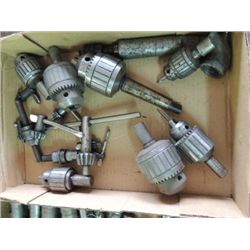 LOT 7 ASSORTED SIZE DRILL CHUCKS & KEYS