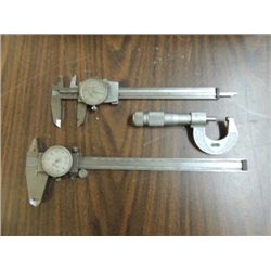 LOT 3 (2) MITUTOYO CALIBERS & 1 1" OD MICROMETER