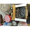 Image 1 : BOX LOT SHOP SUPPLIES: WOOD SCREWS, NAILS & MORE.