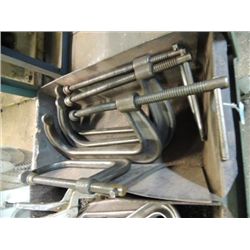 LOT 4 10" MACHINIST "C" CLAMPS IN METAL BOX