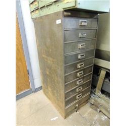 METAL 10 DRAWER SHOP PARTS CABINET 19X25X48