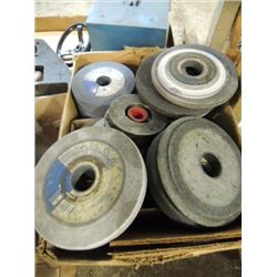 LARGE BOX LOT OF VARIOUS SIZE GRINDING WHEELS