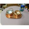 Image 1 : VENETIAN COPPER CREAM AND SUGAR SET WITH TRAY - CANADA MADE