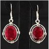 Image 2 : RUBY CORRUNDUM 42.86CTW SILVER HOOK EARRING