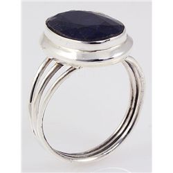 SAPPHIRE CORRUNDUM 25.13CTW BEZEL SILVER RING