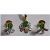 Image 1 : 4.715g Earring and Pendant in 18kt 4.429g Gold,0.37 Ctw Diamond,1.06 Ctw Emerald