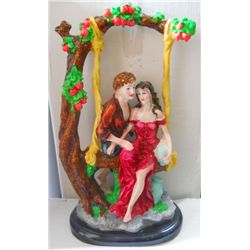 Beautiful Loving Couple Swinging Under Tree Polystone Sculpture Height:18 inch, width: 11 inch