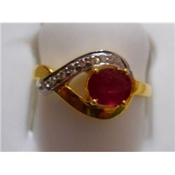 Ring of Diamond 0.09 Ctw,Ruby 0.72 Ctw in 2.55g 14kt Yellow Gold