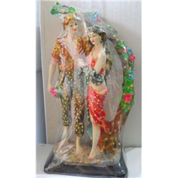 Decorated Beautiful Loving Couple Polystone Sculpture Height:19 inch, width: 12 inch