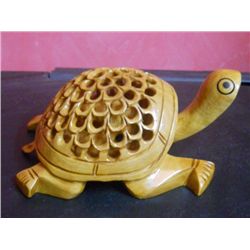 Wooden Decorative Turtle With Baby Inside