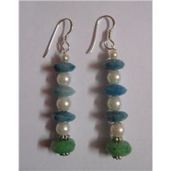 7.240g Earring of Semi-Precious Gemstones Stering Silver