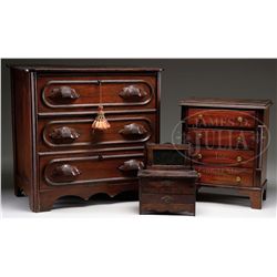 LOT OF 3 MINIATURE FURNITURE PIECES.