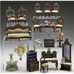 GROUPING OF BIEDERMEIER FURNITURE AND ACCESSORIES.