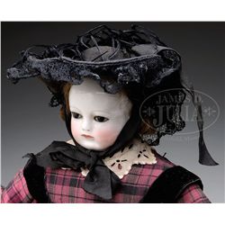 UNUSUAL FRENCH GLASS EYED CHINA FASHION DOLL.