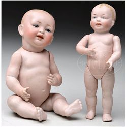 LOT OF TWO GERMAN ALL BISQUE BABY DOLLS.