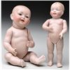 LOT OF TWO GERMAN ALL BISQUE BABY DOLLS.