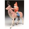 Image 2 : PAPIER MACHE SANTA ON REINDEER CANDY CONTAINER.