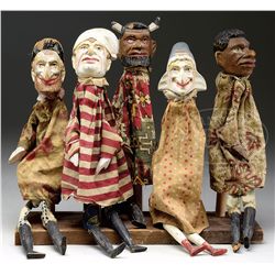 GROUP OF FIVE 19TH CENTURY PUNCH & JUDY PUPPETS.