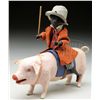 Image 1 : FINE GERMAN BLACK YOUTH ASTRIDE A GRUNTING PIG.