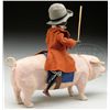 Image 2 : FINE GERMAN BLACK YOUTH ASTRIDE A GRUNTING PIG.