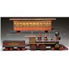 Image 1 : THREE PIECE WOODEN PARLOR TRAIN SET.
