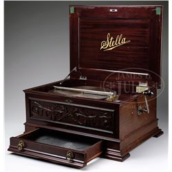 STELLA 17-1/4" DISC MUSIC BOX WITH 34 DISCS.