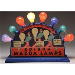 EDISON MAZDA LAMPS COUNTER-TOP ELECTRIFIED BULB DISPLAY.