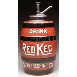 "RED KEG" CERAMIC SODA FOUNTAIN DISPENSER.